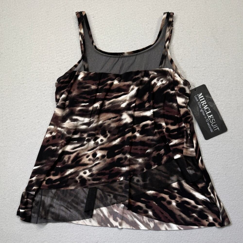 Miraclesuit Tempest Mirage Underwire Tankini Top Black/brown/white 10 $142